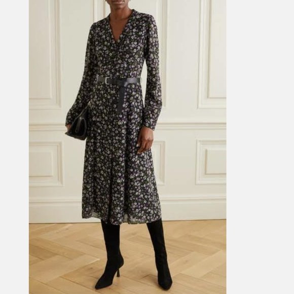 Michael Kors Floral Georgette Shirtdress Orchid Haze - Picture 3 of 5